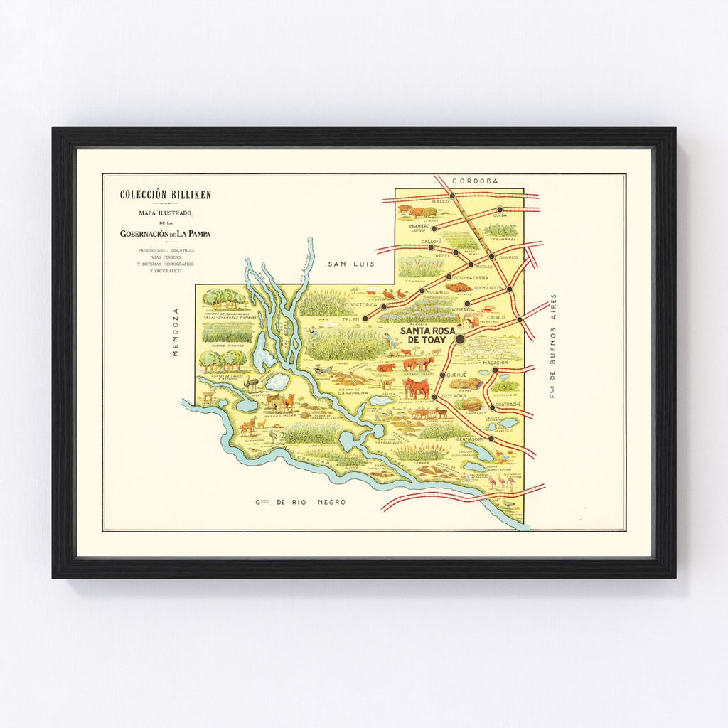 Vintage Map of La Pampa, 1933