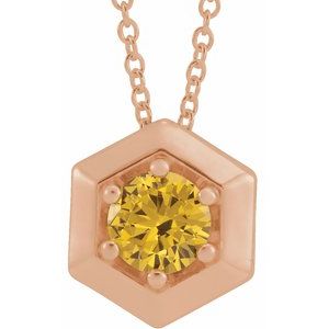 14K Rose Gold Natural Citrine Geometric 16-18" Necklace