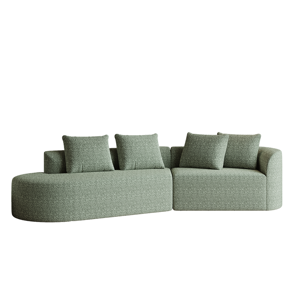 Modern Upholstered Oversized Sectional Sofa, 112-Inch Chenille 4-Seater Extra Deep & Wide Seat Curved Cloud Couch with 4 Throw Pillows, Free Combination Sofa Couch for Living Room,Bedroom