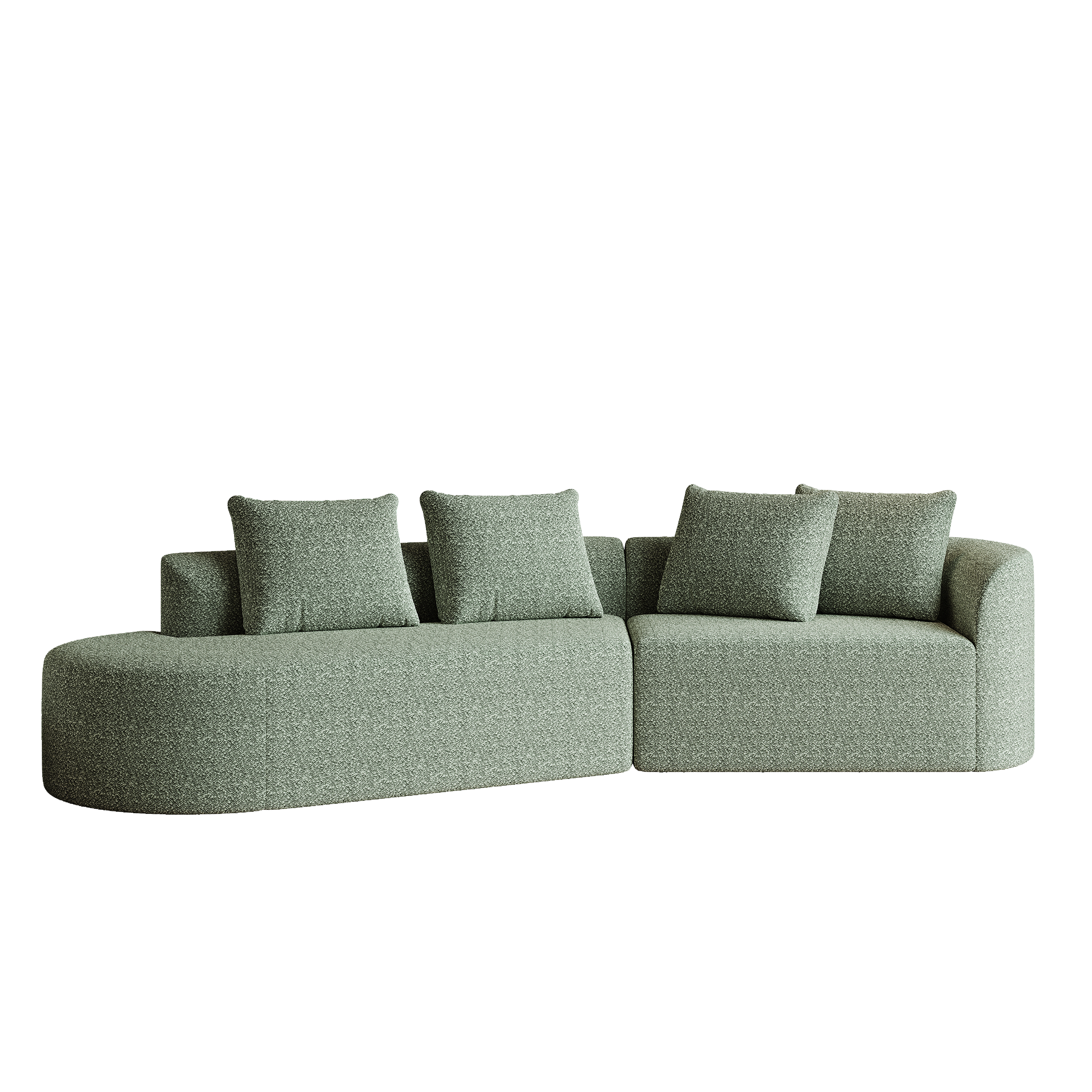 Modern Upholstered Oversized Sectional Sofa, 112-Inch Chenille 4-Seater Extra Deep & Wide Seat Curved Cloud Couch with 4 Throw Pillows, Free Combination Sofa Couch for Living Room,Bedroom