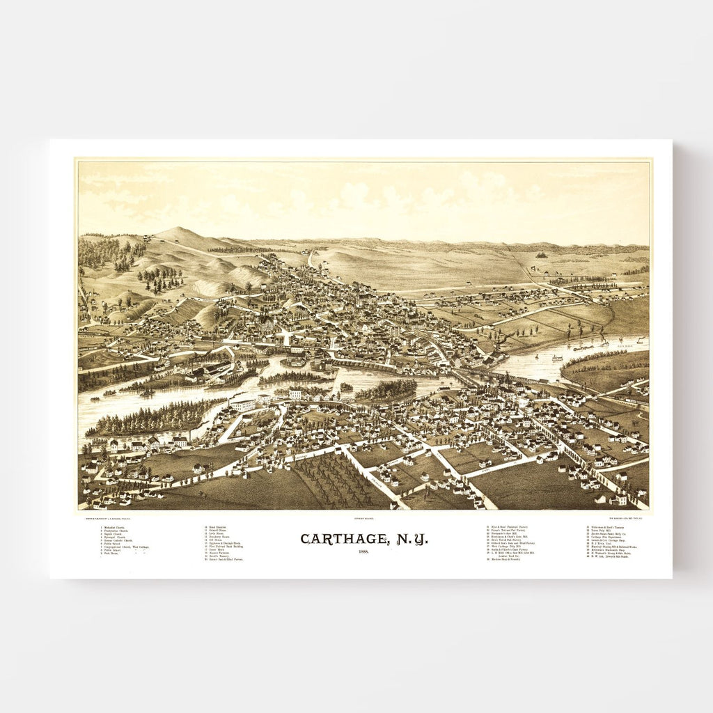 Vintage Map of Carthage, New York 1888