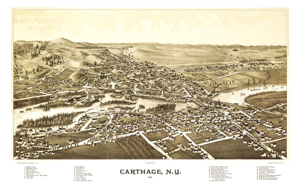 Vintage Map of Carthage, New York 1888