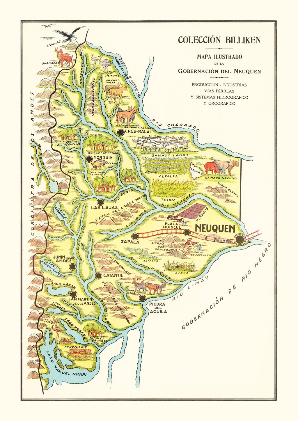 Vintage Map of Neuquen, 1933