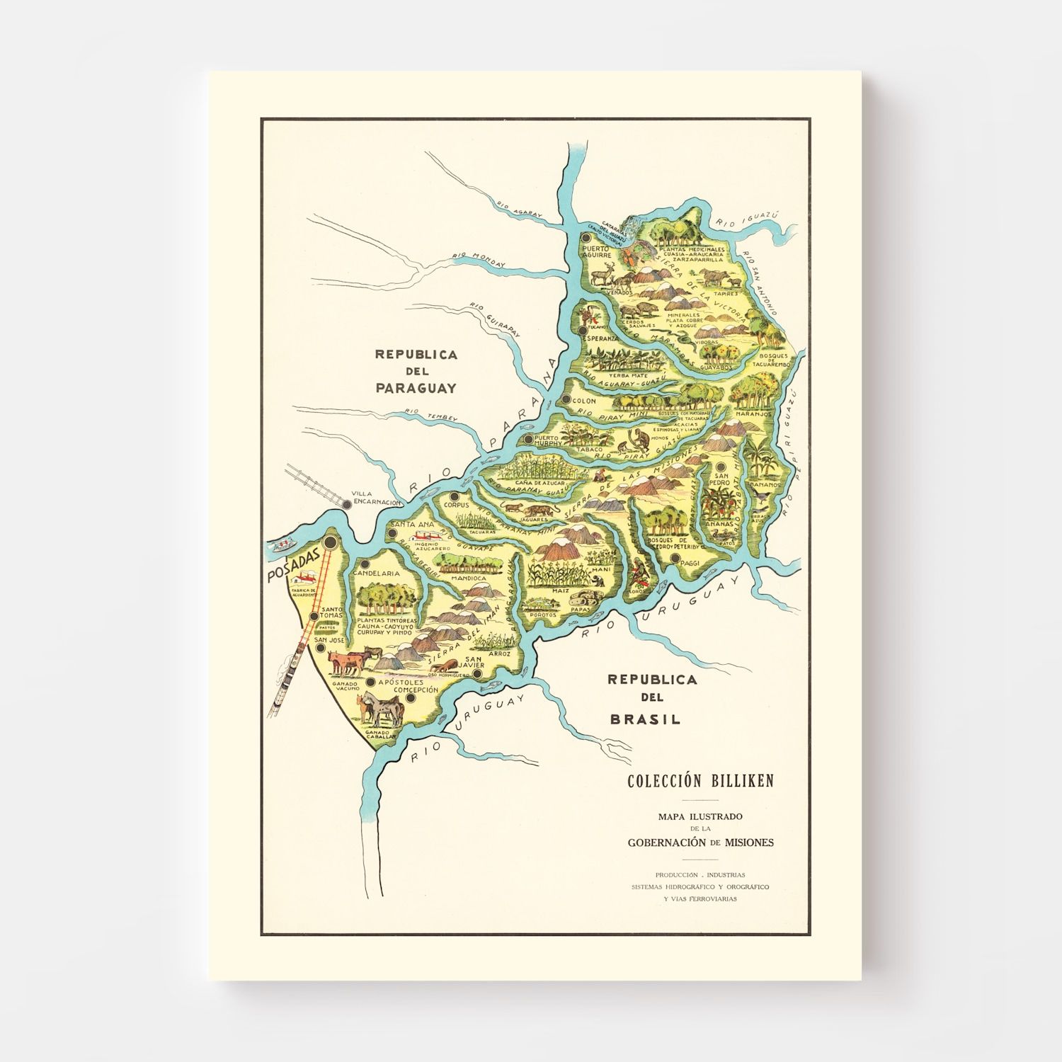 Vintage Map of Misiones, 1933