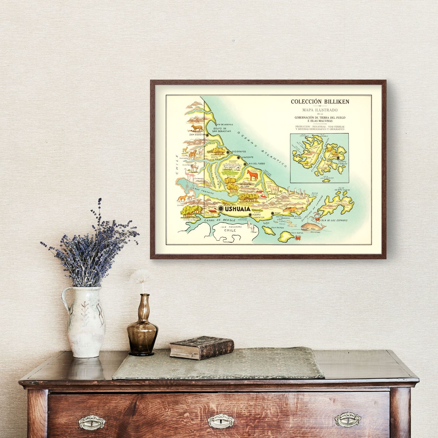 Vintage Map of Tierra del Fuego, 1933