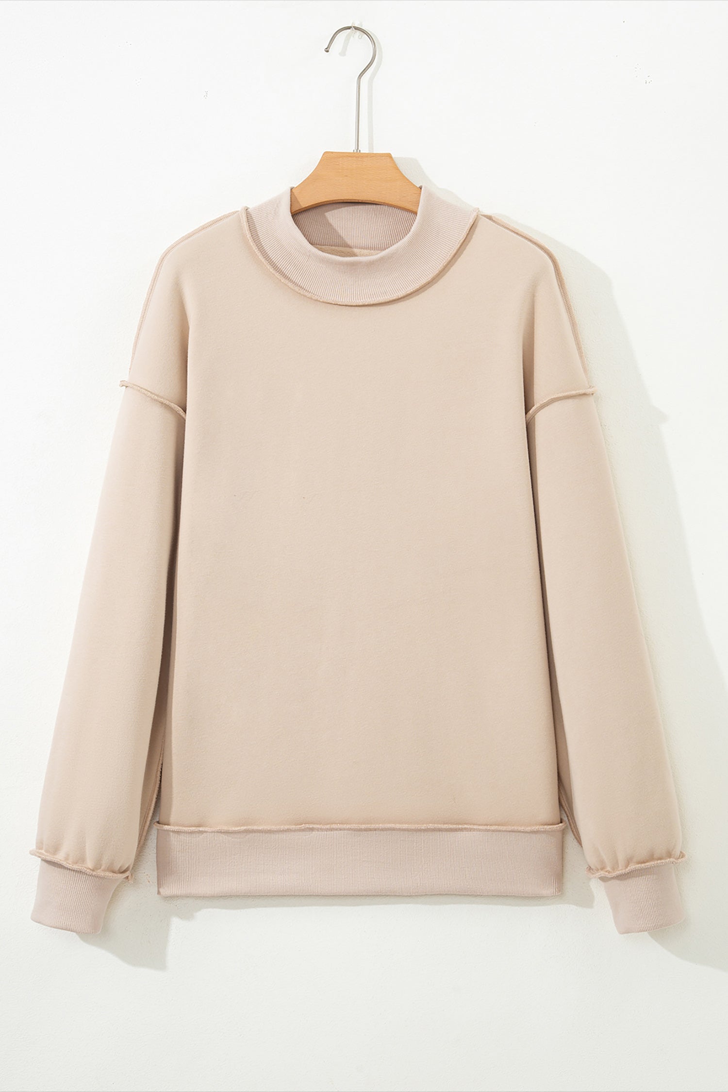 Solid Mock Neck Drop Shoulder Oversize Sweatshirt