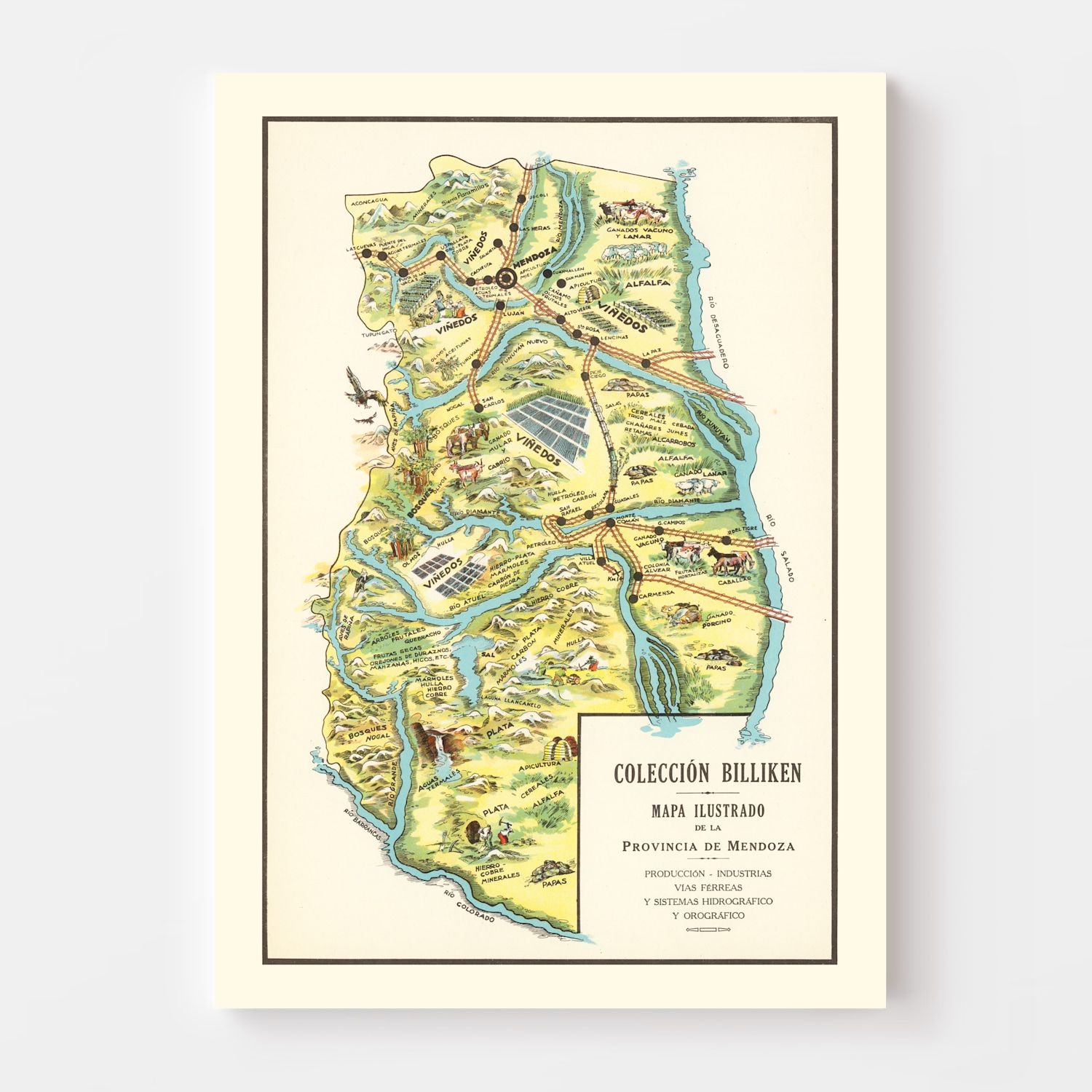 Vintage Map of Mendoza, 1933