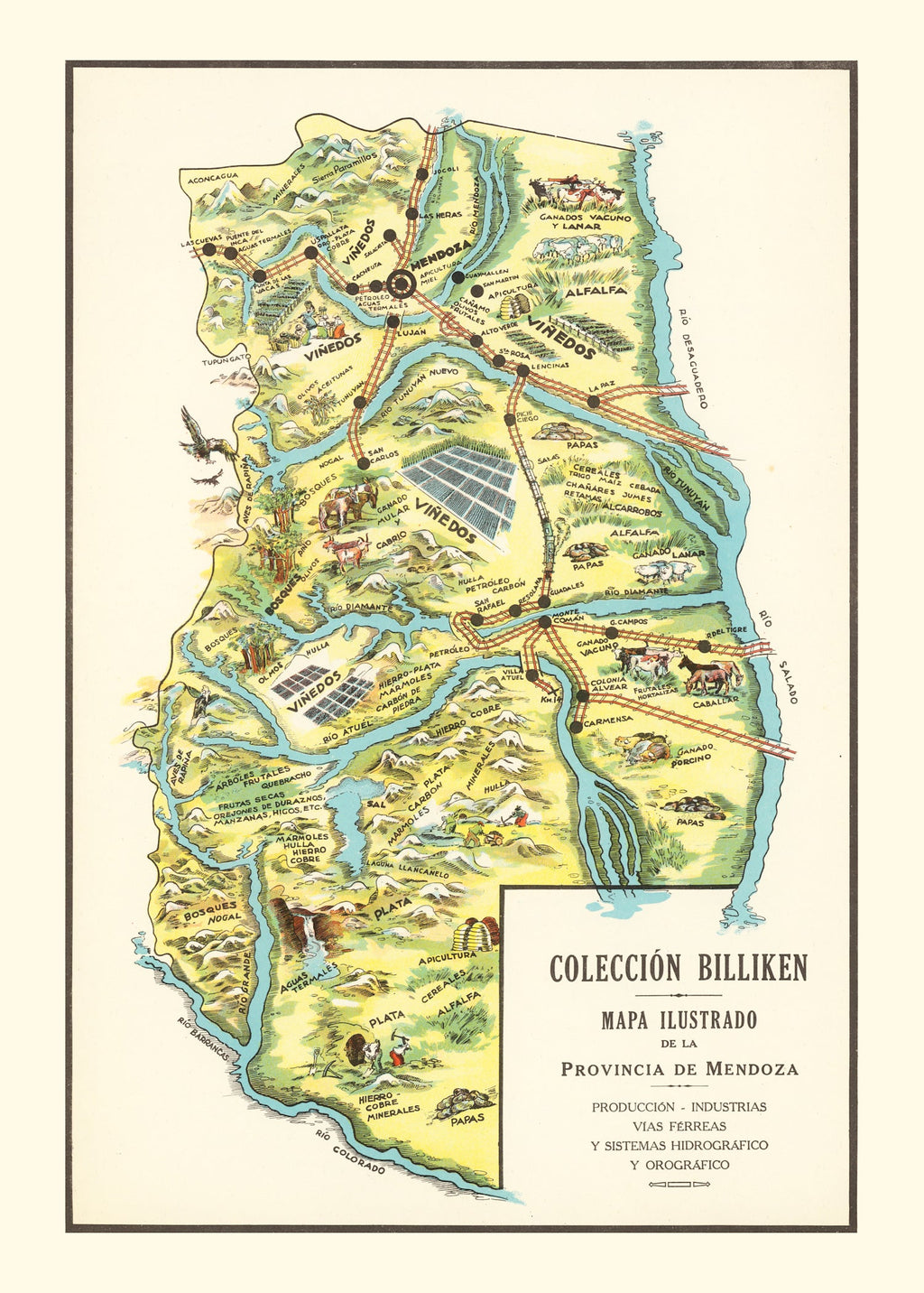 Vintage Map of Mendoza, 1933