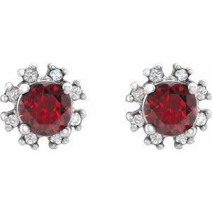 Platinum Natural Mozambique Garnet & 1/5 CTW Natural Diamond Earrings – image 2