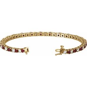 14K Yellow Gold Natural Ruby & 2 3/8 CTW Natural Diamond Line 7" Bracelet – image 2