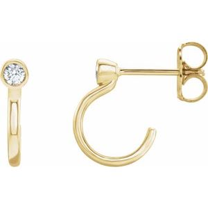 14K Yellow Gold 1/8 CTW Natural Diamond Huggie J-Hoop Earring