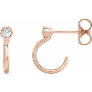 14K Rose Gold 1/8 CTW Natural Diamond Huggie J-Hoop Earring
