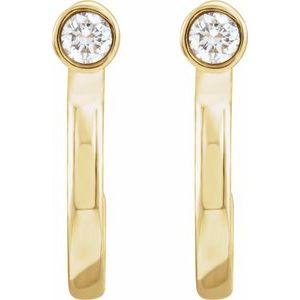 14K Yellow Gold 1/8 CTW Natural Diamond Huggie J-Hoop Earring