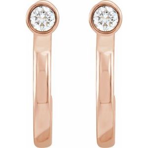 14K Rose Gold  0.06 CTW Natural Diamond Huggie J-Hoop Earring