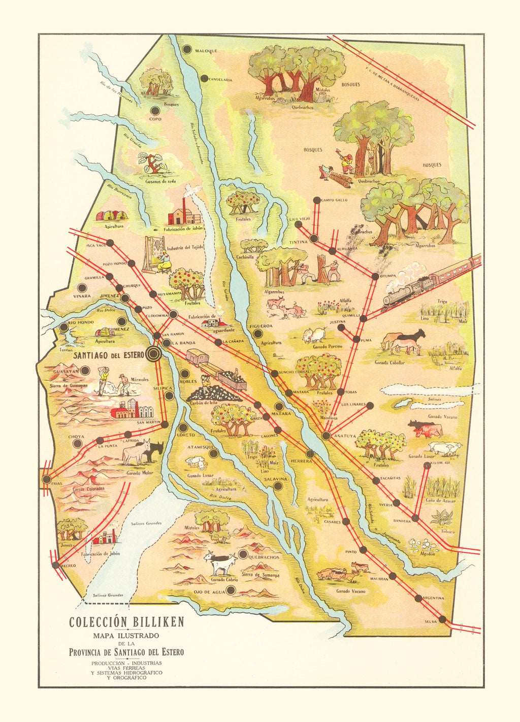 Vintage Map of Santiago del Estero, 1933
