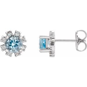 Platinum Natural Aquamarine & .06 CTW Natural Diamond Earrings