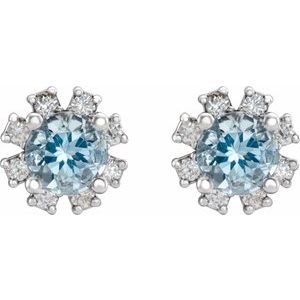 14K White Gold Natural Aquamarine & .06 CTW Natural Diamond Earrings – image 2