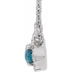 Sterling Silver 7x5 mm Natural Blue Zircon & 1/6 CTW Natural Diamond 18" Necklace