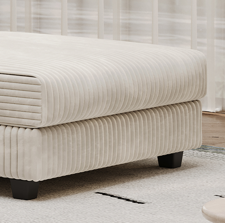 Convertible U-shaped Combination Sofa, Corduroy Fabric, Modern Comfortable Large Size 4 Seat Sofa, Living Room Double Lounge Chair,Beige