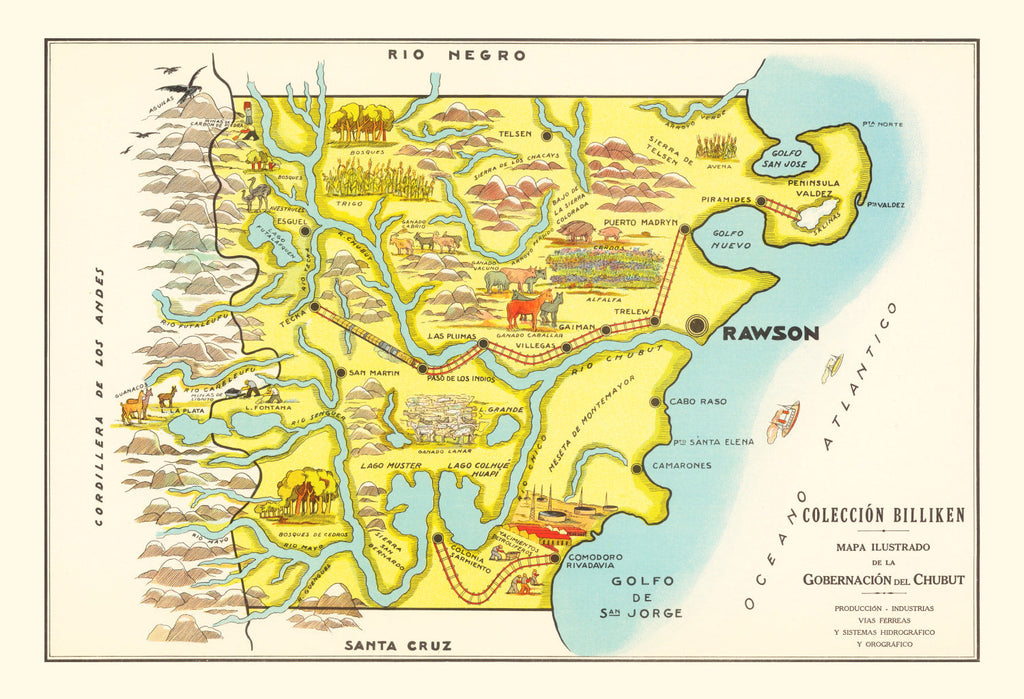 Vintage Map of Chubut, 1933