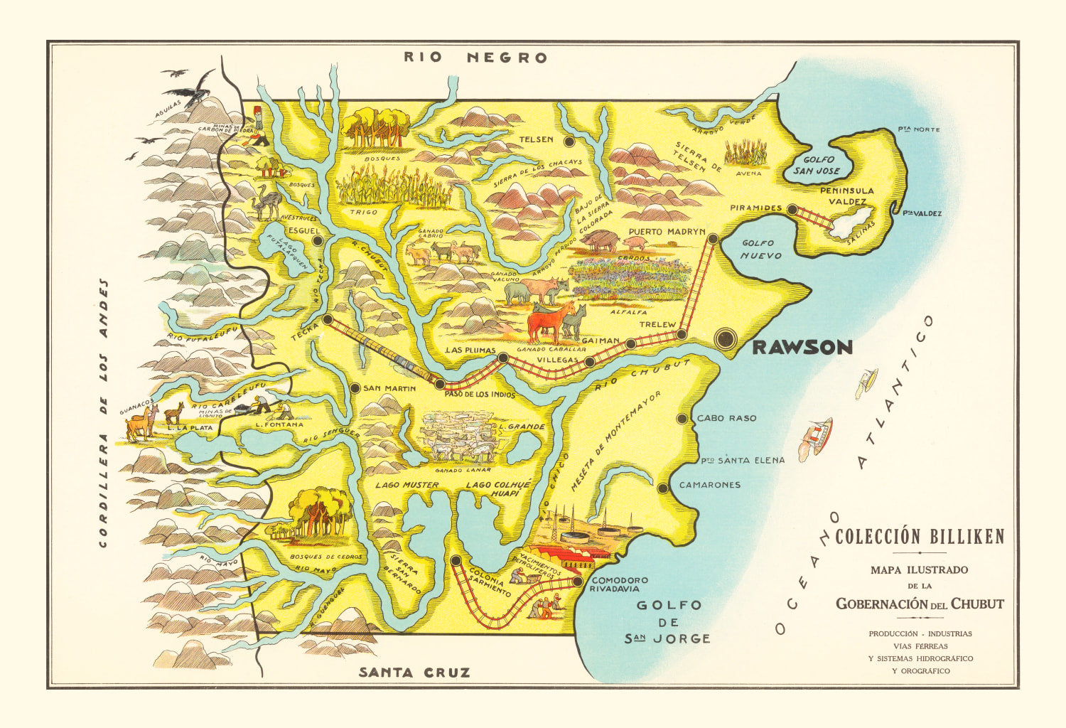 Vintage Map of Chubut, 1933