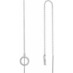 14K White Gold 1/6 CTW Natural Diamond Geometric Threader Earrings