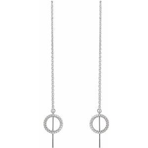 14K White Gold 1/6 CTW Natural Diamond Geometric Threader Earrings – image 2