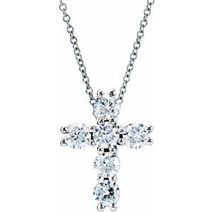 14K White Gold 1/3 CTW Lab-Grown Diamond Cross 18" Necklace