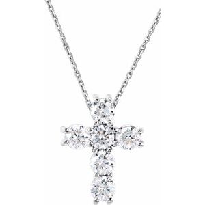 14K White Gold 1/3 CTW Natural Diamond Cross 18" Necklace
