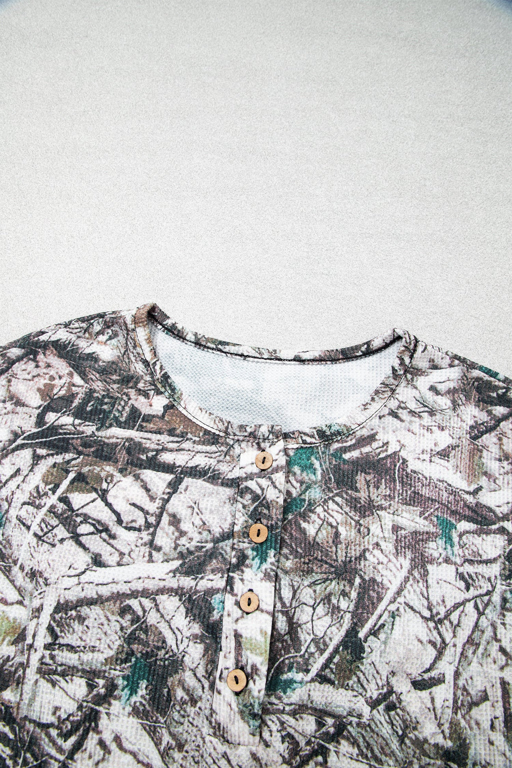 Camo Long Sleeve Top & Elastic Waist Shorts Set