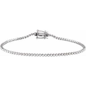 14K White Gold 7/8 CTW Natural Diamond Line 7"  Bracelet
