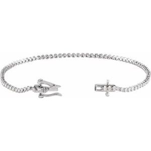 14K White Gold 7/8 CTW Natural Diamond Line 7"  Bracelet – image 2