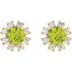 14K Yellow Gold Natural Peridot & 1/2 CTW Natural Diamond Earrings – image 2