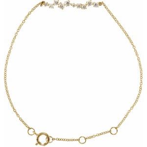 14K White Gold 1/3 CTW Natural Diamond  Bar 6-7" Bracelet – image 3