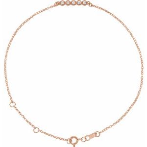 14K Rose Gold .07 CTW Natural Diamond Bar 6 1/2-7 1/2" Bracelet