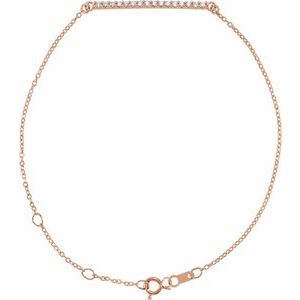 14K Rose Gold 1/8 CTW Natural Diamond Bar 6 1/2-71/2" Bracelet