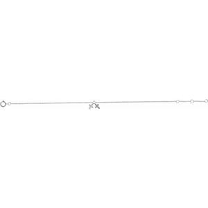 14K White Gold .03 CTW Natural Diamond Cross 6 1/2-7 1/2" Bracelet – image 2