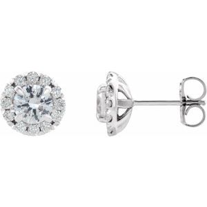 Sterling Silver 5/8 CTW Natural Diamond Halo-Style Earrings