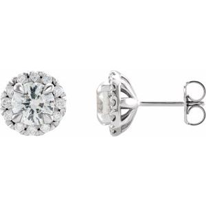 14K White Gold 6 mm Natural White Sapphire & 1/3 CTW Natural Diamond Halo-Style Earrings