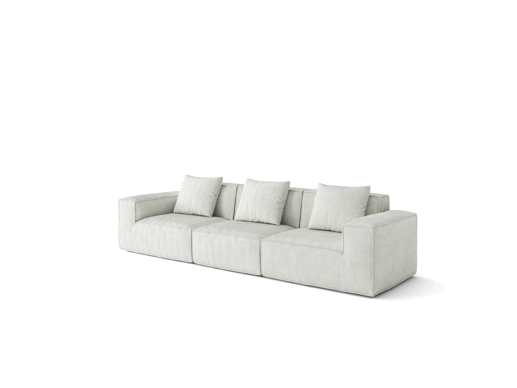 118-inch modular sofa can be converted into an oversized sofa bed  Free conversion sofa set flexible configuration, soft corduroy cloud velvet fabric Three-person combination white
