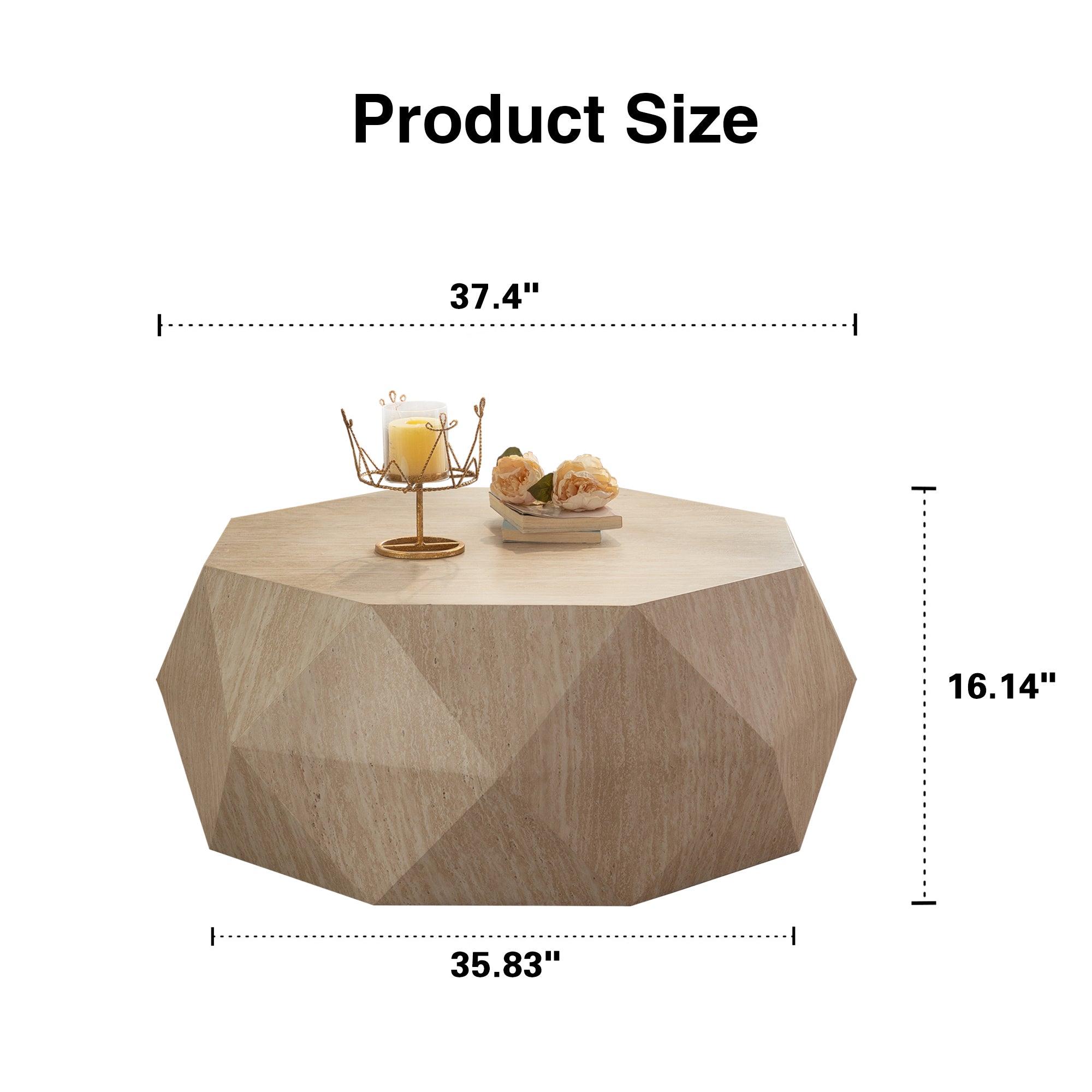 Modern Farmhouse Coffee Table Drum Coffee Table, American Natural Retro Style Coffee Table for Office, Dining Room and Living Room