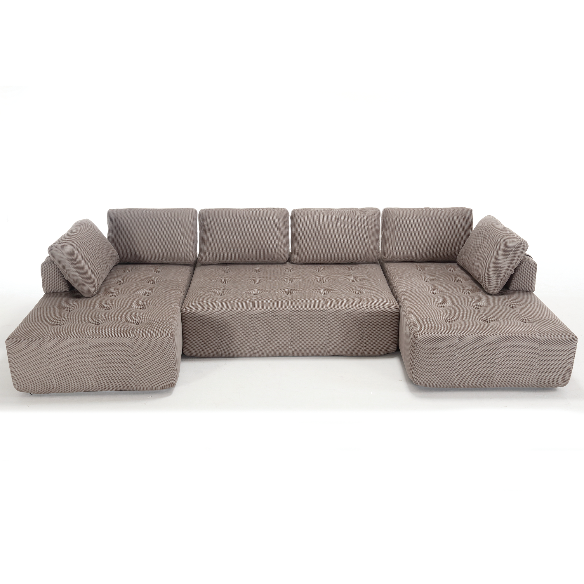 [NEW ARRIVED] [VIDEO PROVIDED]138.5 'Modular Combination Sofa, U-shaped Sofa, Living Room, Apartment, Upholstered ,6-seat Sofa, Free Combination Sofa (Mesh Fabric), Breathable Fabric, Gray