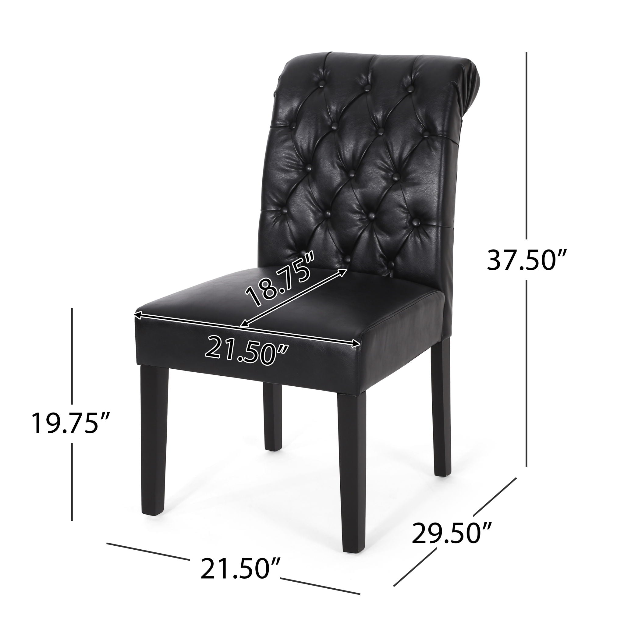 Broxton - Tuft Dining Rolltop Chairs With Button Tufted Backrest (Set of 2)