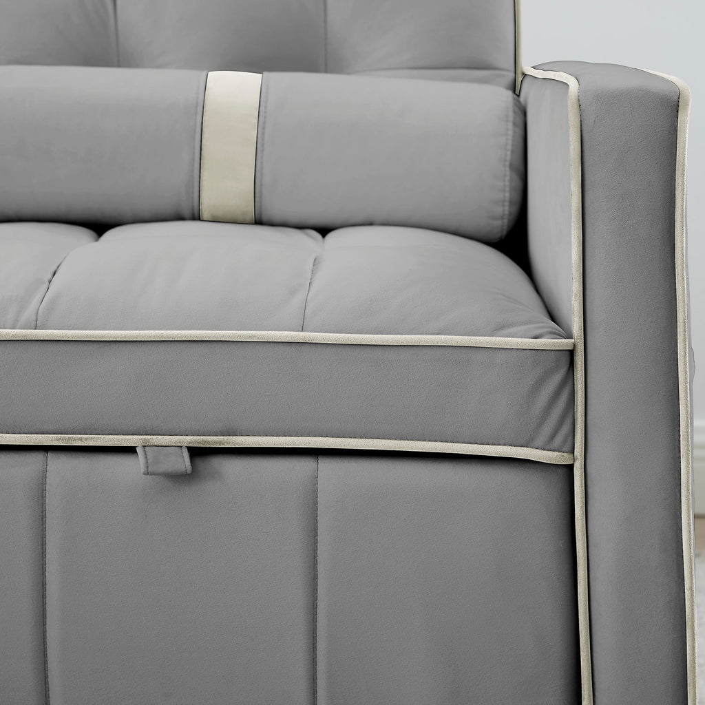 Modern 55.5' Pull Out Sleep Sofa Bed 2 Seater Loveseats Sofa Couch with side pockets, Adjsutable Backrest and Lumbar Pillows for Apartment Office Living Room