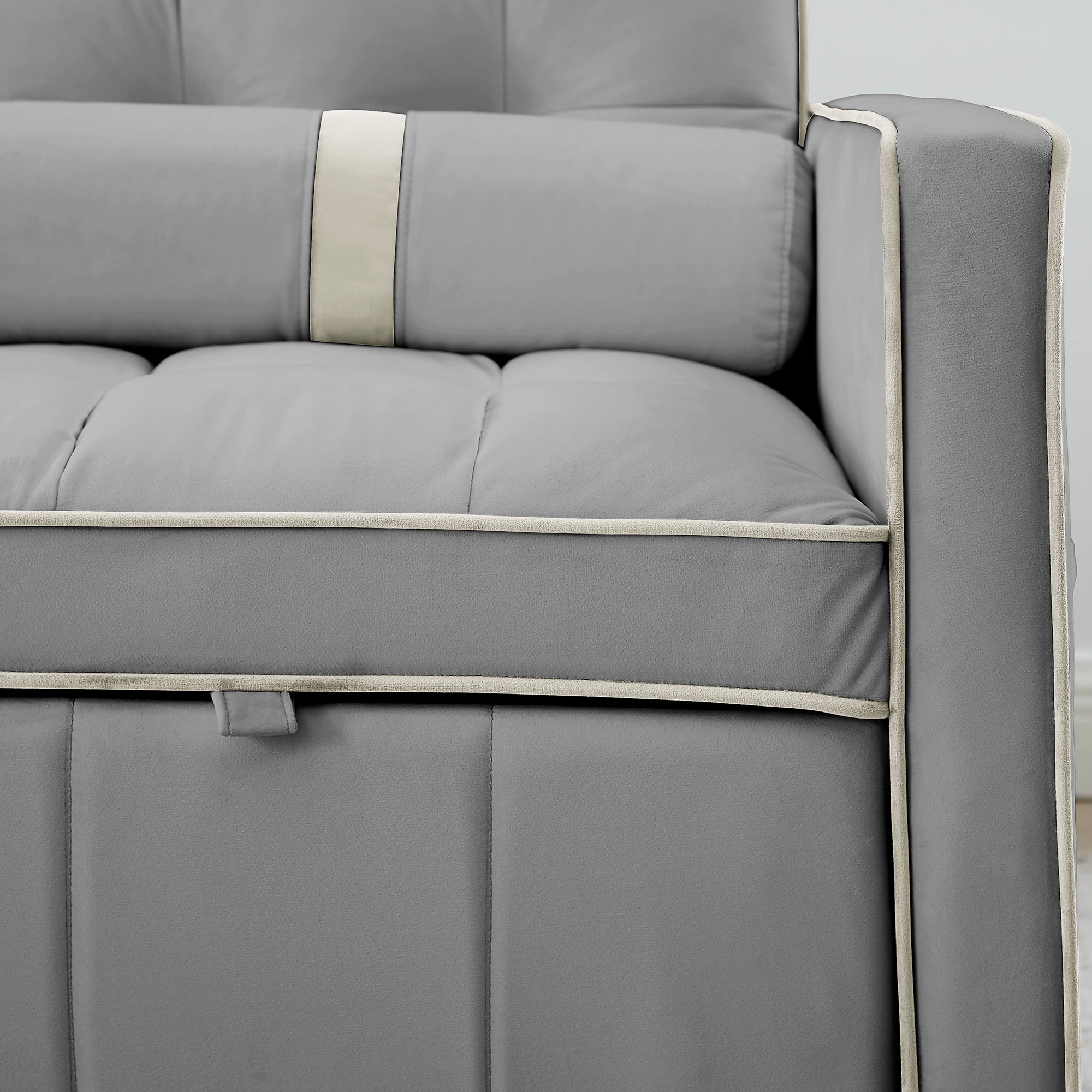 Modern 55.5' Pull Out Sleep Sofa Bed 2 Seater Loveseats Sofa Couch with side pockets, Adjsutable Backrest and Lumbar Pillows for Apartment Office Living Room