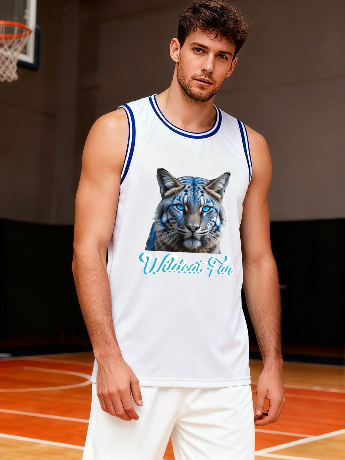 Wildcat Fan Adult White & Blue Basketball Jersey | Ships From USA