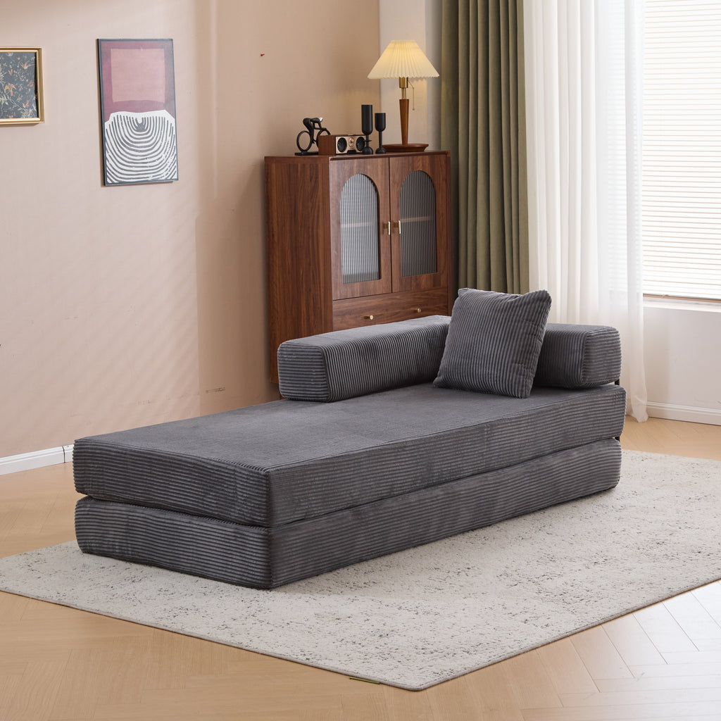 Floor Couch,Compression Sofa,Convertible Floor Sofa Bed-with Pillow Back Support Armrest,Comfy Futon Couch Lounge Sleeper Bed,Corduroy Fabric,for Living Room Bedroom (dark grey)
