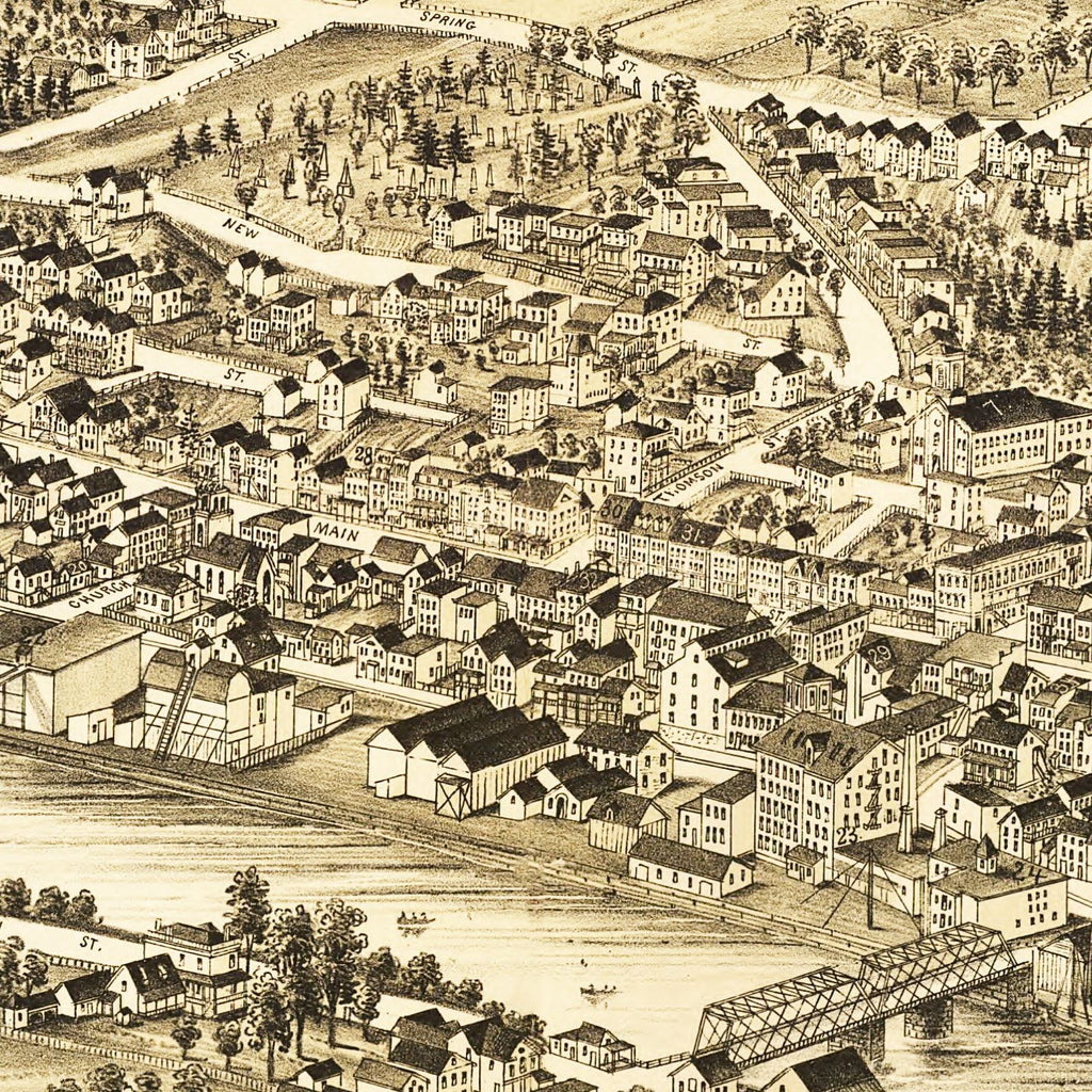 Vintage Map of Catskill, New York 1889