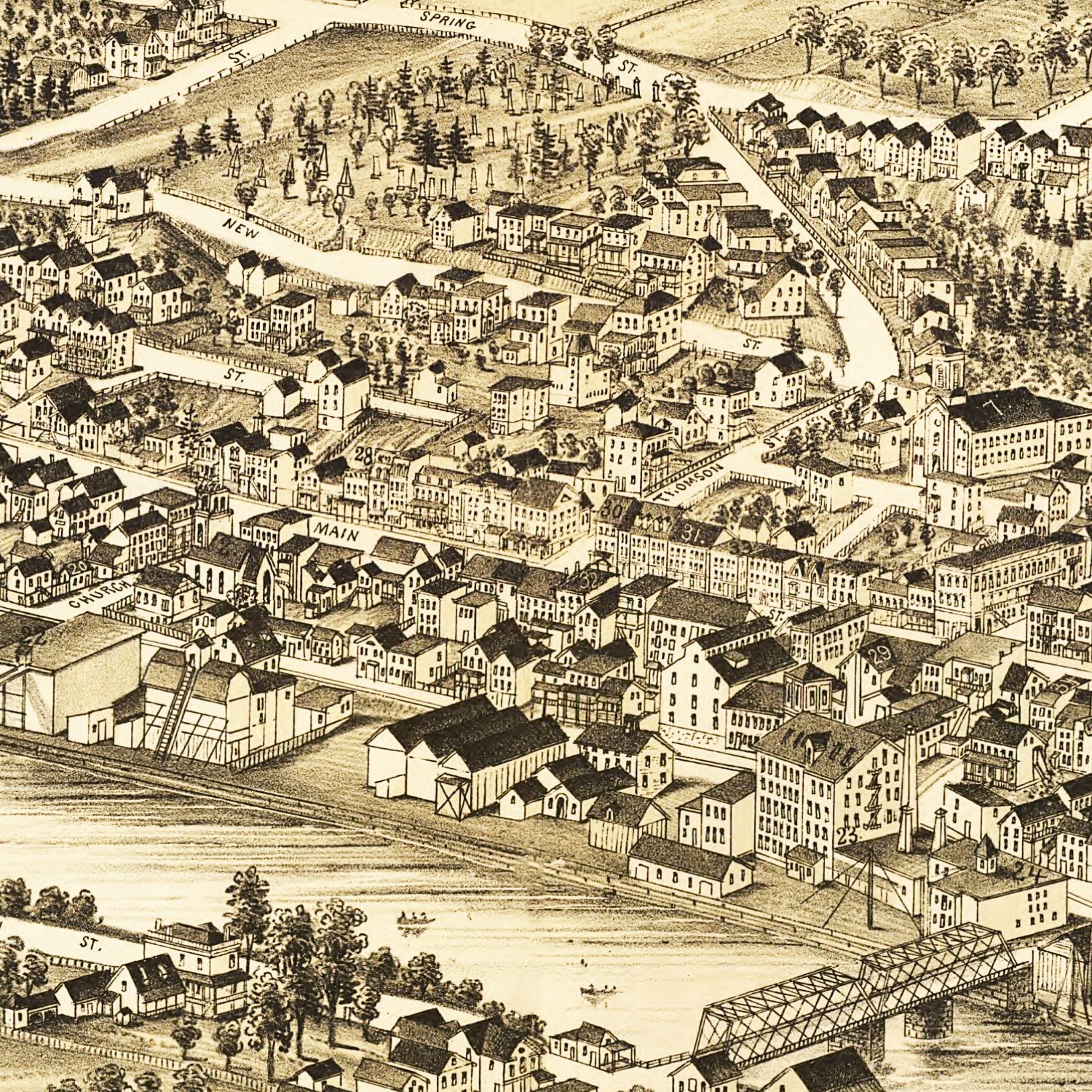 Vintage Map of Catskill, New York 1889