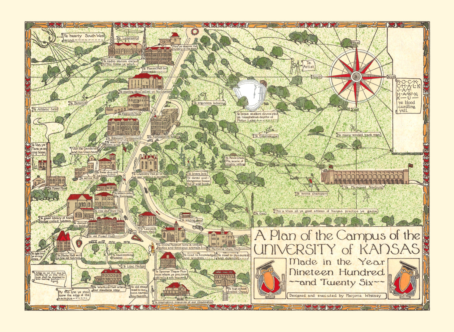 Vintage Map of the University of Kansas 1926